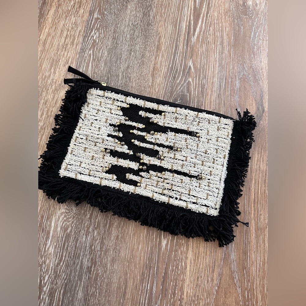 Black and White Beaded Clutch